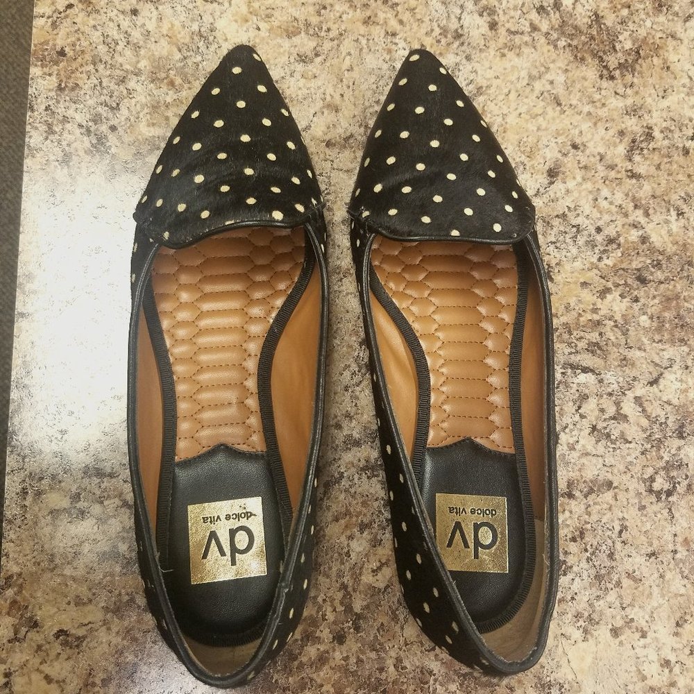 DV Dolce Vita Dot Print Calf Hair Pointed Toe Flat